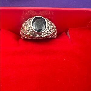 Elegant Sterling Silver 925 Ring with Black Stone